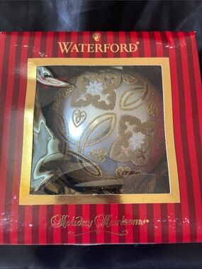 NIB Waterford Silver and Gold Celtic Knot Ball Holiday Glass Ornament